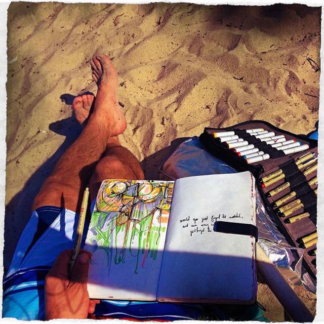 "Toes in the sand a pen a book.. Simply perfect. <3'ing it." 